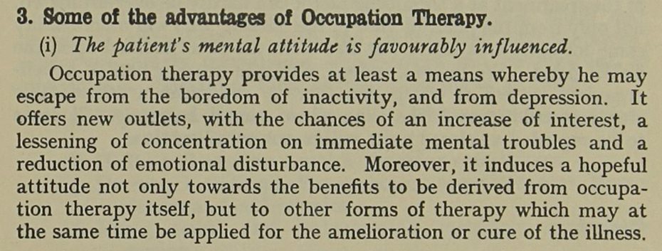 Extract of text on the advantages of Occupational Therapy